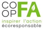 logo de la COOPFA, qui par une approche créative et positive pour inspirer l’action écoresponsable, la ils mènent des projets en éducation relative à l’environnement (ERE) auprès des écoles et des services en développement durable auprès des citoyens et des organisations